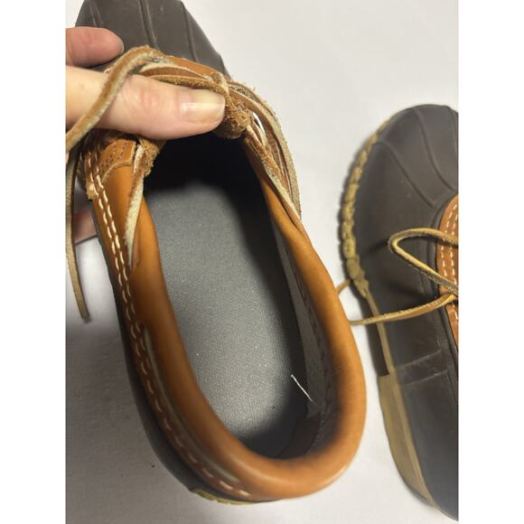 LL Bean Men's 8 Rubber Moc Duck Brown Boots Leather Low Top Comfort Waterproof - Picture 7 of 9